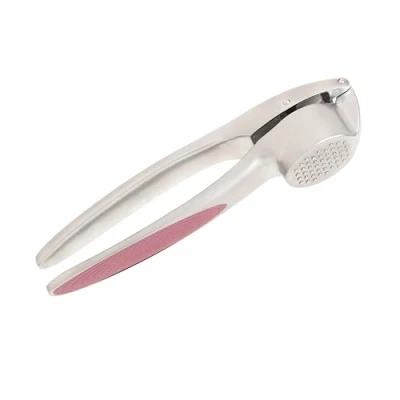Image of Wiltshire Colour Rush Garlic Press, Chrome Plated, Anti Slip Soft Grip Handle, Kitchen Crusher, Mincer, Heavy Duty, Strong and Durable, Easy to Use, Pink, 15.8x3.9x2.8cm