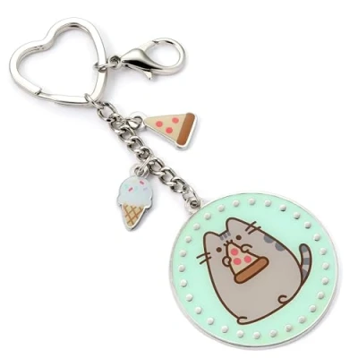 Image of Pusheen the Cat Pizza Keyring with Mini Charms