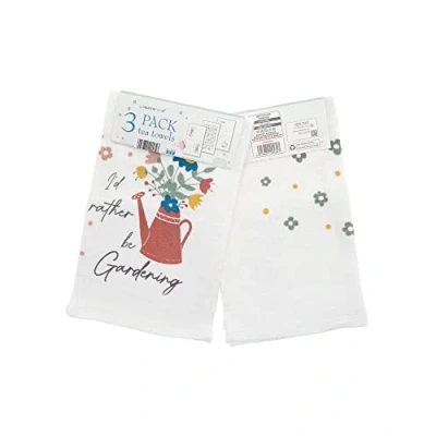 Image of COUNTRY CLUB Great Value 3 Pack of 100% Cotton Velour Tea Towels Gardener theme Gift Idea for Special Birthday or Christmas Triple (Rather Be Gardening)