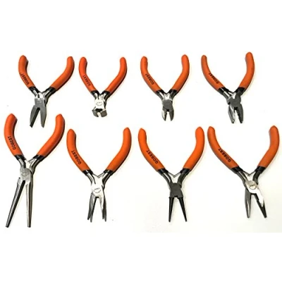 Image of GOBEST precision mini pliers set 8 pcs, 125 mm long, soft Grip handles (GB 0039)