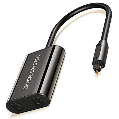Image of ANDTOBO 【Upgraded 1 in 2 Out Optical Splitter Enhanced Digital Optic Splitter,1 Audio Adapter Cable for HDTV, Power Amplifier, Audio, PS4, X Box, LC Fiber Output【Signal Enhancement】