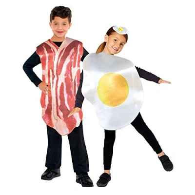 Image of amscan 9908682 Child Breakfast Buddies Bacon &amp; Egg Costume Tops (Standard)