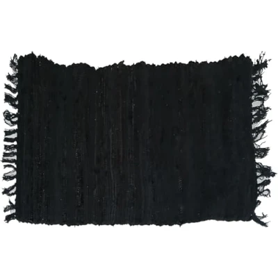 Image of RelianceUK Black Color Chindi Rugs Handmade, Reversible, 100% Recycled Cotton, Washable Rag Rug Area Rug, Runners Mat, Door Mat and Floor Mats (Black, 160 x 230 CM)