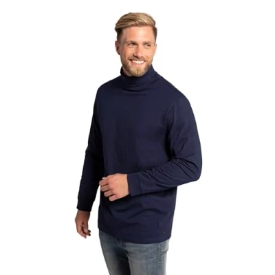 Image of JP 1880 Men&#039;s Rollkragen Shirt, Basic, Jersey, Lange Ärmel Turtleneck, Dark Navy, 4XL