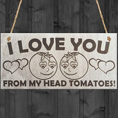 Image of Red Ocean I Love You From My Head To Toes Tomatoes Novelty Partner Husband Wife Boyfriend Girlfriend Wooden Hanging Plaque Gift Sign