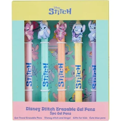 Image of Get Trend Disney Stitch Pens Set of 5 Erasable Gel Angel Office School Supplies Stationery Rollerball with Blue Ink Gifts for Girls (Stitch &amp; Angel)
