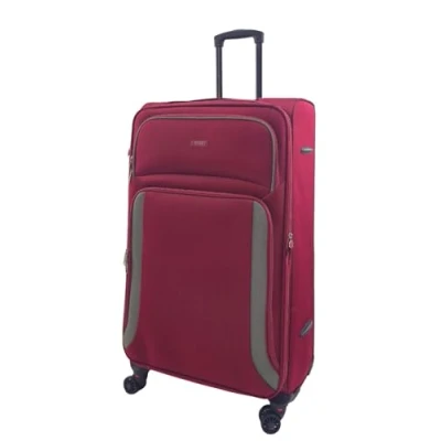 Image of Infinity Leather Unisex Soft Extra Large 8 Wheel Luggage Light Travel Suitcase Burgundy Nylon Size