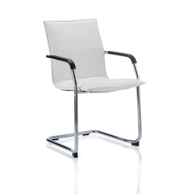 Image of Echo Cantilever Chair with Arms White Soft Bonded Leather