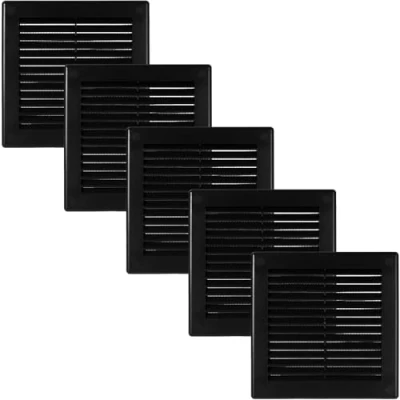 Image of Vent Systems 150 x mm / 6&#039;&#039; Inch Black Soffit Cover Pack of 5 Flat Square Air Louver Grille Built in Insect Screen HVAC Vents for Bathroom, Home Office, Kitchen