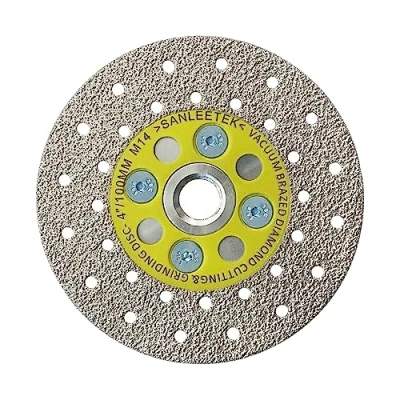 Image of Diamond Cutting Grinding Disc 100mm Double sided Vacuum Brazed Saw Blade for Marble Granite Concrete Porcelain Tile M14 Thread SANLEETEK