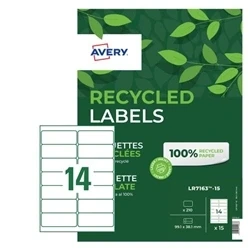 Image of Avery Laser Recycled Address Label 99.1x38.1mm 14 Per A4 Sheet White (Pack 210 Labels) LR7163 15