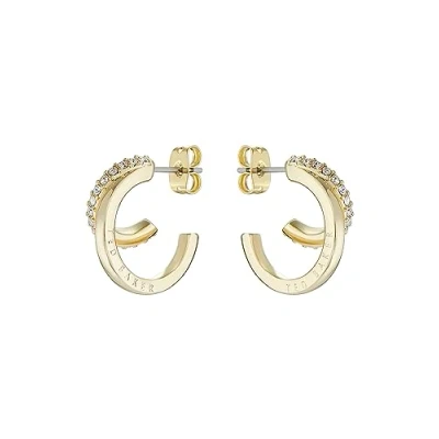 Image of Ted Baker Helias Double Hoop Crystal Earrings (Gold/Crystal)