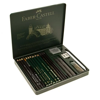 Image of Faber Castell PITT Graphite 19 Piece Medium Tin Professional Quality Set in a Metal Case With