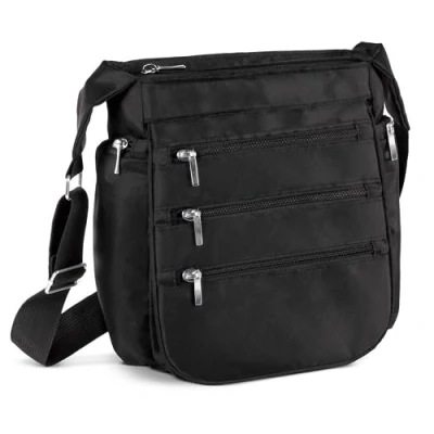 Image of Easylife RFID Blocking Travel Pouch Handbag (Black). Wallet Organiser With 3 Pockets. Document (H25 x W23 D9cm). Fully Guaranteed Black