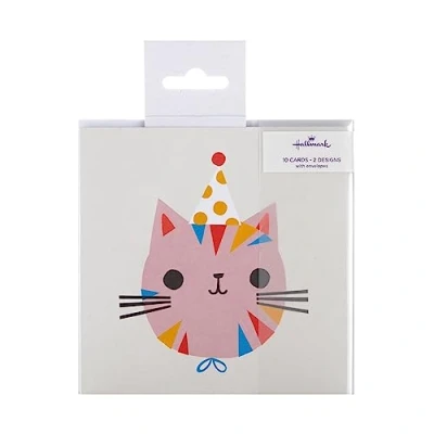 Image of Hallmark Kids Birthday Cards Pack Of 10 In 2 Cute Cat Designs