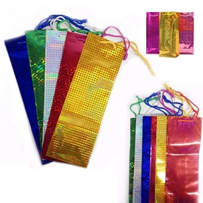Image of SHATCHI 3pcs 100pcs Assorted Holographic Bags Bulk Wholesale Wine Bottle Holder Christmas Xmas Gifts Wrap Wedding Anniversary Birthday Present, 50pcs