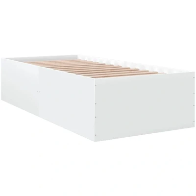 Image of vidaXL Engineered Wood Bed Frame Single Bedstead 90x190 cm with Plywood Slats, Modern White Design for Bedrooms