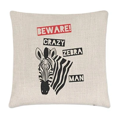 Image of Gift Base Beware Crazy Zebra Man Linen Cushion Cover