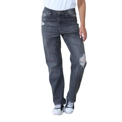 Image of MYT Womens Ladies Wide Leg High Waisted Distressed Jeans in Black Denim Size 12 Regular
