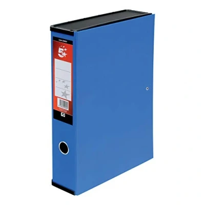 Image of New, 5 Star Box File Lock Spring with Ring Pull and Catch 75mm Spine Foolscap Blue [Pack 5]