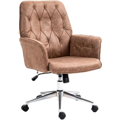 Image of Vinsetto 921 103V71CF Computer Chair W/Armrest Modern Style Tufted for Home Office Dining Room Brown