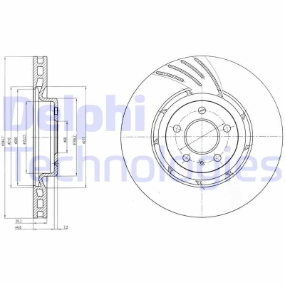 Image of 8K0615301B, 8K0615301E, 8K0615301K, 8K0615301M, 8K0615301Q Brake disc DELPHI BG9052 345mm 29,5mm 5 Vented Oiled Untreated AUDI: A4 B8 Avant
