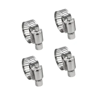 Image of 4 Pcs Hose Clips, Worm Drive Pipes Clamps, Adjustable 10 16mm Range Stainless Steel Clip, Rust Resistant Duct Clamp for Securing Hoses and Tube