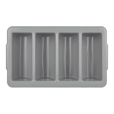 Image of Chabrias Ltd Durable 4 Compartment GN 1/1 Cutlery Tray Restaurant Grade, Easy to Clean Organizer,Efficient Kitchen Storage in Restaurants, Schools, and Commercial Use (Grey)