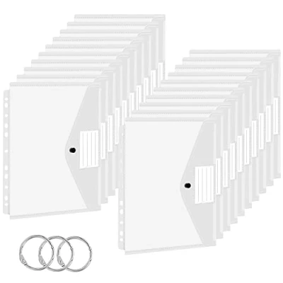 Image of Clear Plastic Wallets A4 Folders 20 Pack, Punched Pockets Polly Stationery, Document Files Popper Wallet for Ring Binder Folders, Lever Arch