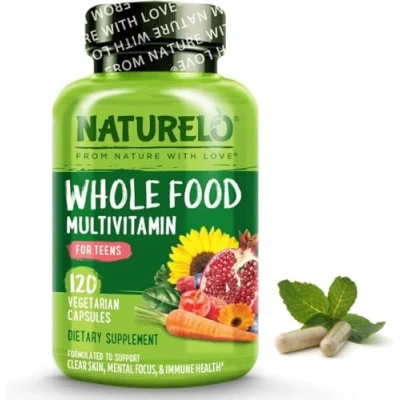 Image of NATURELO Whole Food Multivitamin For Teens Natural Vitamin, Mineral &amp; Plant Extracts Teenage Boys Girls Best Used As Daily Nutrients Active Children 120 Vegan Capsules 2 Month Supply