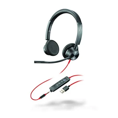 Image of Plantronics Blackwire 3325 USB A (Poly) Wired, Dual Ear (Stereo) Headset with Boom Mic, Connect to PC/Mac via or mobile/tablet 3.5 mm connector Works w/ Teams (Certified), Zoom &amp; more