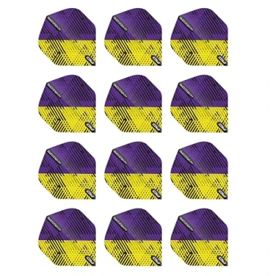 Image of RED DRAGON Hardcore Radical Yellow &amp; Purple Fleck Dart Flights 4 Sets Per Pack (12 in total)