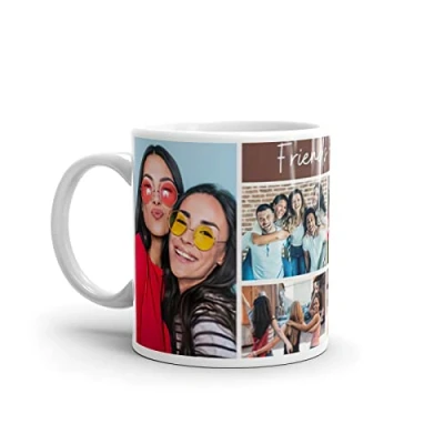 Image of EKAM Personalised Mug for Friends, Best Friend Custom Add Up to 6 Photos with Message, Friendship Gifts Women, Birthday Bestfriend, 11oz