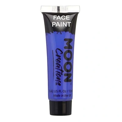 Image of Moon Creations Face &amp; Body Paint Tubes Dark Blue 12ml Ready to Use No Flake Cruelty Free, Made in UK for Kids, Adults, Fancy Dress, Festivals, Halloween More
