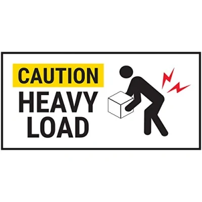 Image of V Safety Caution Heavy Load Yellow Sticker 51x25mm (Roll of 250)