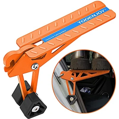 Image of TOOENJOY Universal Fit Car Door Step, Foldable Roof Rack Step Up on Latch, Both Feet Stand Pedal Ladder, Easy Access to Rooftop for Most Car, SUV, Truck, Max Load 400 lbs(Orange)