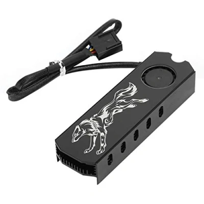 Image of M.2 2280 SSD heatsink, 12V Aluminum Heatsink Cooler with Cooling Fan Supports Speed Regulation, Built in
