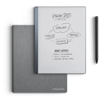 Image of REMARKABLE 2 with Marker Plus &amp; Grey Polymer Weave Folio Case, Silver/Grey