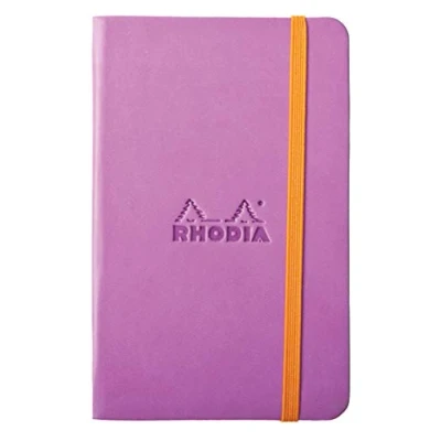 Image of RHODIA 118651C Lilac Rigid Notebook A6 Lined 192 pages Ivory Clairefontaine Paper 90 g/m Bookmark, Elastic Closure Faux Leather Cover Rhodiarama Collection