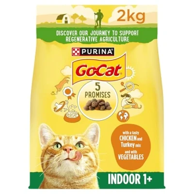 Image of Go Cat Adult Indoor Chicken &amp; Veg Dry Food 2kg, Pack of 4