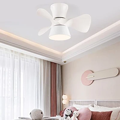 Image of Reversible Fan with Ceiling Light Silent 6 Speeds Kids Bedroom LED Dimmable Remote Control Modern Living Room Quiet Timer,White