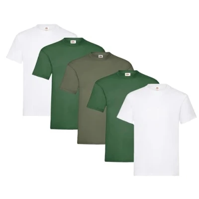 Image of Fruit of the Loom Men&#039;s T Shirt, Heavy Cotton, M, L, XL, XXL, 3XL, Various Colour Sets, Pack 5, 3XL
