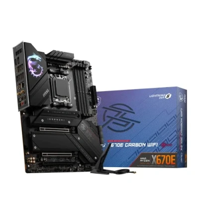 Image of MSI MPG X670E CARBON WIFI Motherboard, ATX Supports AMD Ryzen 9000 Series Processors, AM5 18 Duet Rail 90A Power Stage, DDR5 Memory Boost 6600+MHz/OC, 2 x PCIe 5.0 x16, M.2 Gen5, Wi Fi 6E