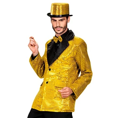 Image of Sequin Jacket withSatin Collar Gold Accessory for Fancy Dress