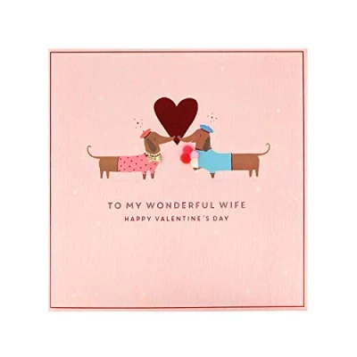 Image of UK Greetings Wife Valentines Day Card With Envelope Sausage Dog Couple Design