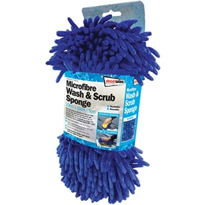 Image of Streetwize Super Soft Microfibre Wash and Scrub Sponge Machine Washable Reusable Ideal For Cleaning: Bodywork, Interior, Alloys Windscreens