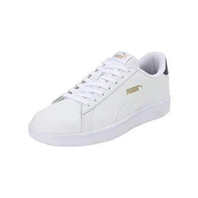 Image of PUMA Unisex Smash V2 L Low top Sneakers, White Peacoat Team Gold, 11 UK
