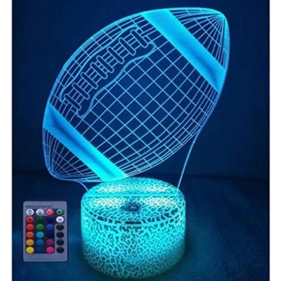 Image of HPBN8 Ltd Creative 3D Rugby Night Light USB Power Remote Control Touch Switch Decor Table Optical Illusion Lamps 7/16 Color Changing LED Lamp Xmas Home Love Brithday Room Decoration
