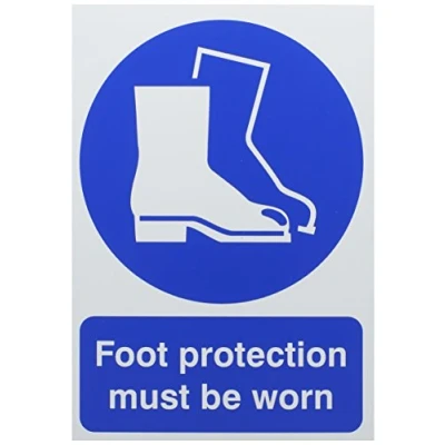 Image of SIGNS &amp; LABELS MA01450R Safety Sign, Foot Protection Must be Worn, A4 PVC