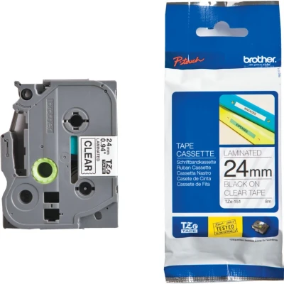 Image of Brother Labelling Tape Cassette, Black on Clear, 24 mm